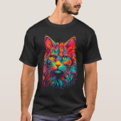 Maine Coon Cat Pop Art Tシャツ (正面)