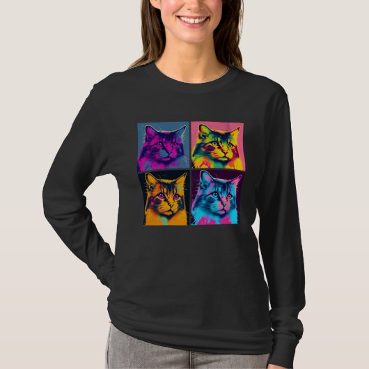 Maine Coon Cat Pop Illustration Colorful Animal  1 Tシャツ (正面)
