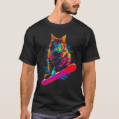 Maine Coon Cat Snowboarding Tシャツ (正面)