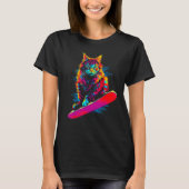 Maine Coon Cat Snowboarding Tシャツ (正面)