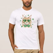 Maine Coon Cat St. Patrick's Day Shamrock Glasses  Tシャツ (正面)