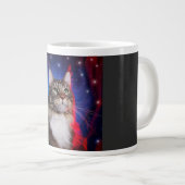 Maine Coon Cat With Red White Blue Aura And Stars ジャンボコーヒーマグカップ (正面右)