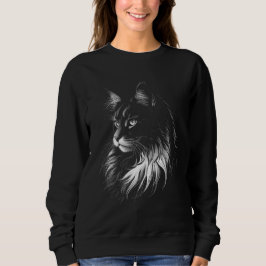 Maine Coon Cat Women's Black Sweatshirt スウェットシャツ