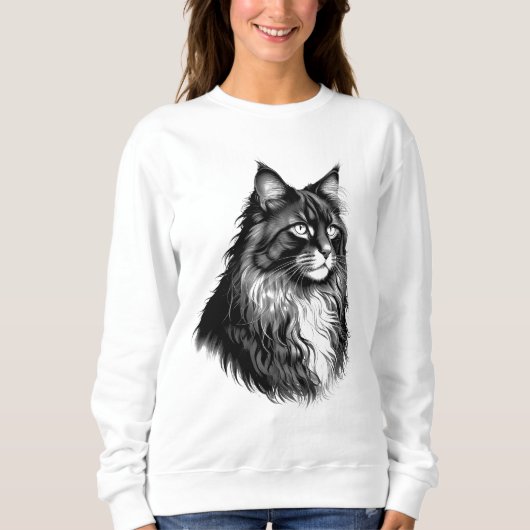 Maine Coon Cat Women's Sweatshirt スウェットシャツ (正面)