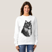Maine Coon Cat Women's Sweatshirt スウェットシャツ (正面フル)