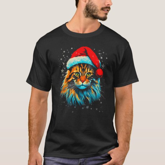 Maine Coon Cat Xmas Tシャツ (正面)