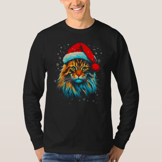 Maine Coon Cat Xmas Tシャツ (正面)