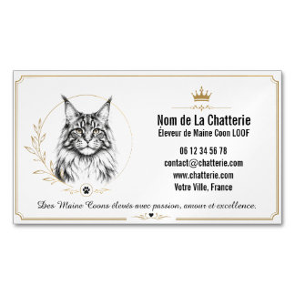 Maine Coon Chatterie LOOF Personnalisée Moderne マグネット名刺