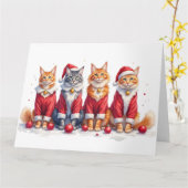 Maine Coon Christmas Dress Santa Hat カード (黄色い花)