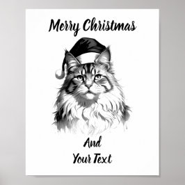 Maine Coon Christmas Poster Instant Download ポスター