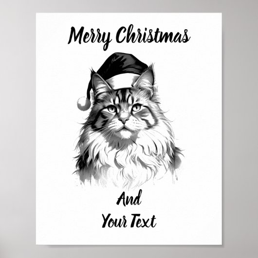 Maine Coon Christmas Poster Instant Download ポスター (正面)