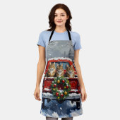 Maine Coon Christmas Red Truck Holiday エプロン (着用した状態)