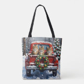 Maine Coon Christmas Red Truck Holiday トートバッグ (裏面)