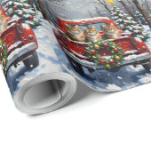 Maine Coon Christmas Red Truck Holiday ラッピングペーパー (ロールコーナー)