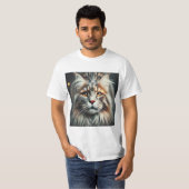 Maine Coon: Elegancia en Doble Exposición Tシャツ (正面フル)