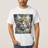 Maine Coon: Elegancia en Doble Exposición Tシャツ (正面)