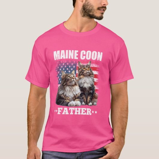 MAINE COON FATHER America Maine Coon Owner USA Tシャツ (正面)