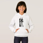 Maine Coon Girl's Pullover White Hoodie Kids' (正面フル)