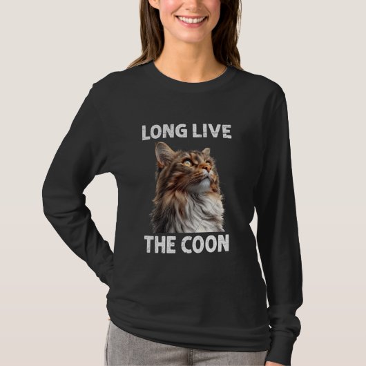 Maine Coon LONG LIVE THE COON Maine Coon Cat Owner Tシャツ (正面)