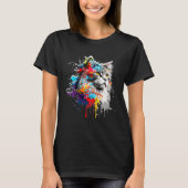 Maine Coon Paint Splatter Cat  Splatter Paint Tシャツ (正面)