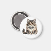 Maine Coon Punk Cat Round Magnet マグネット (正面/裏面)