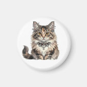 Maine Coon Punk Cat Round Magnet マグネット (正面)