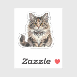 Maine Coon Punk Cat Round Sticker シール