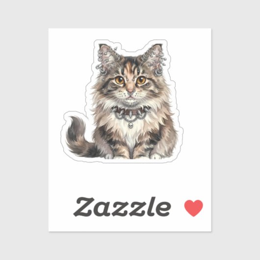 Maine Coon Punk Cat Round Sticker シール (シート)