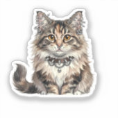 Maine Coon Punk Cat Round Sticker シール (正面)