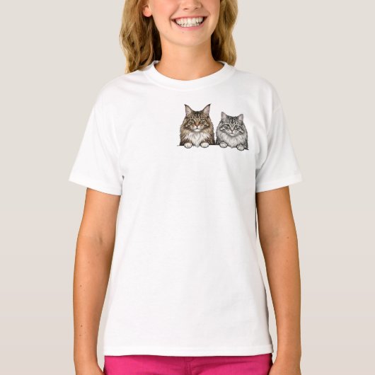 Maine Coon & Silver Tabby for Cat lover  Tシャツ (正面)