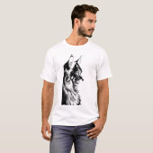 Maine Coon T-Shirt: White Tee Black & White Cat Tシャツ (正面フル)