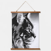 Maine Coon Tapestry: Black & White Cat Wall Hangin 吊り下げ型タペストリー (正面)