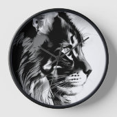 Maine Coon Wall Clock: Black & White Cat Home Deco 壁時計 (正面)