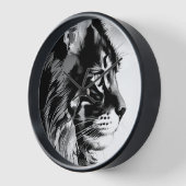 Maine Coon Wall Clock: Black & White Cat Home Deco 壁時計 (傾斜)
