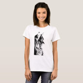 Maine Coon Women's White T-Shirt Cat Print Tシャツ (正面フル)