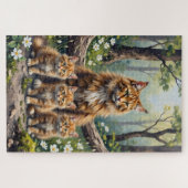 Maine Coon Woodland Bloom Art ジグソーパズル (横)