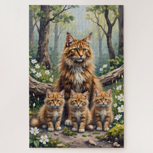 Maine Coon Woodland Bloom Art ジグソーパズル (縦)