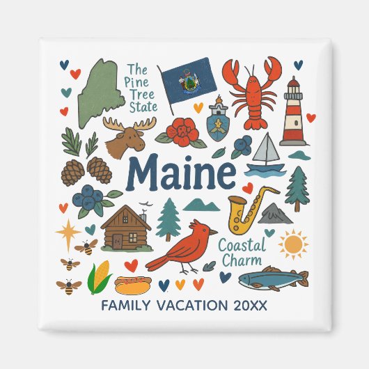 Maine Family Trip Keepsake Custom マグネット (正面)