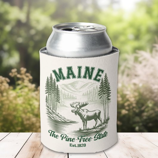 Maine Forest River Wildlife Scene 缶クーラー