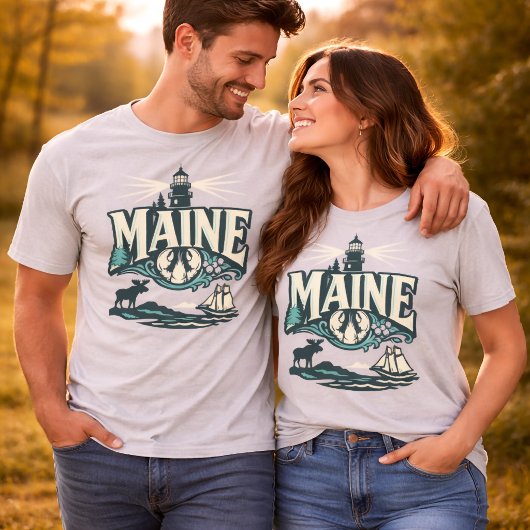 Maine Lighthouse Coastal Vintage Tシャツ