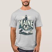 Maine Lighthouse Coastal Vintage Tシャツ (正面)