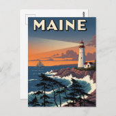 Maine Lighthouse Travel ポストカード (正面/裏面)