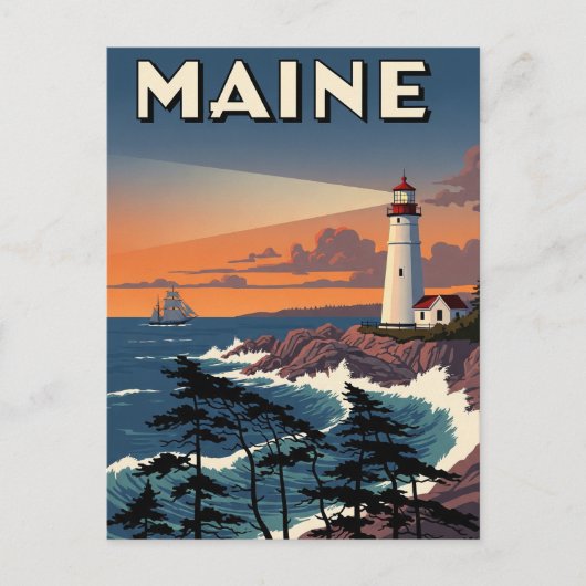 Maine Lighthouse Travel ポストカード (正面)