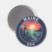 Maine Lighthouse Travel マグネット (正面/裏面)