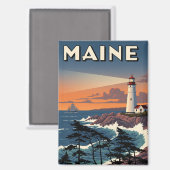 Maine Lighthouse Travel マグネット (正面/裏面)