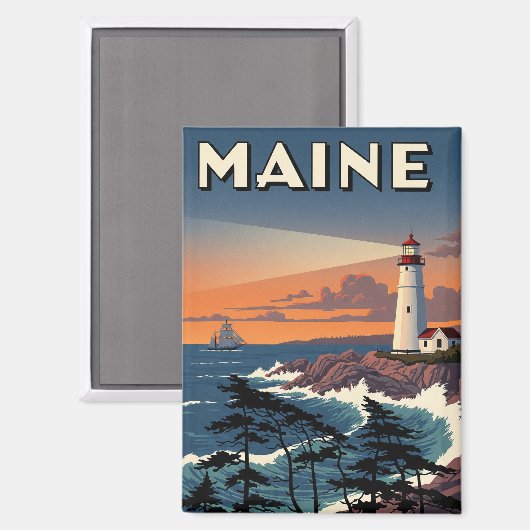 Maine Lighthouse Travel マグネット (正面/裏面)
