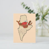 Maine ME Cartoon Map with Lobster Art Postcard ポストカード (スタンド正面)