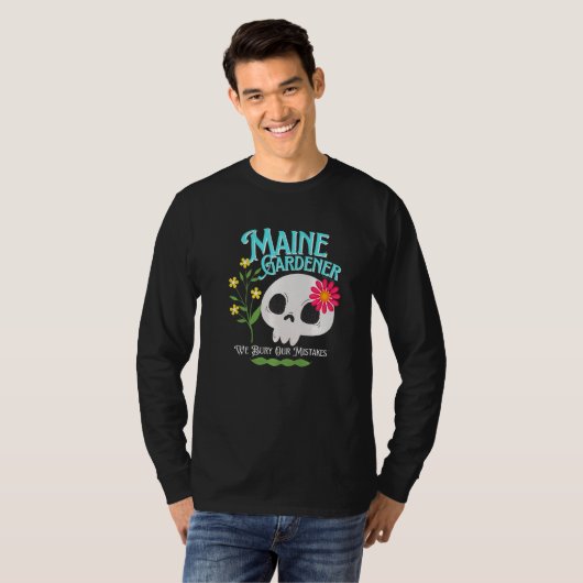 Maine Me State Rebellious Gardener Cute Skull Flow Tシャツ (正面フル)