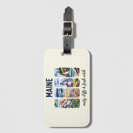 Maine – Misty Cliffs & Fresh Catch ラゲッジタグ (正面縦)