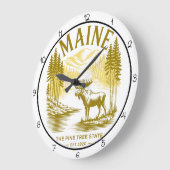 Maine Pine Tree State Moose ラージ壁時計 (傾斜)